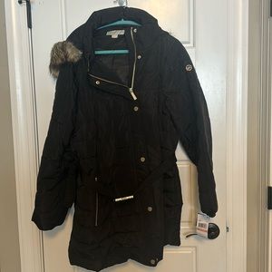 Michael Michael Kors faux fur hooded black winter jacket.